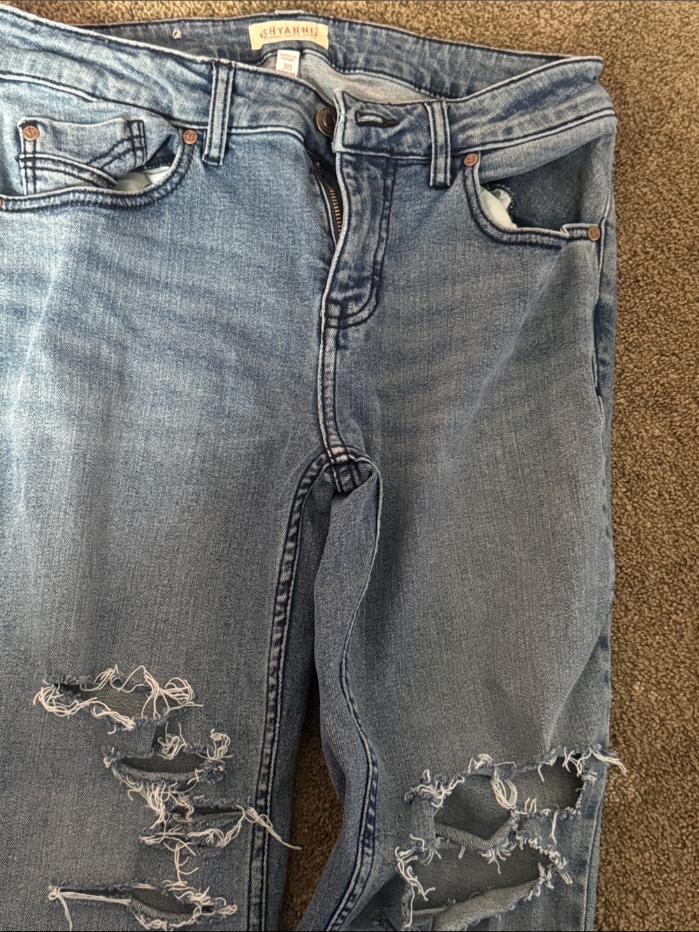 Shyanne Faded Blue Distressed Ripped Jeans